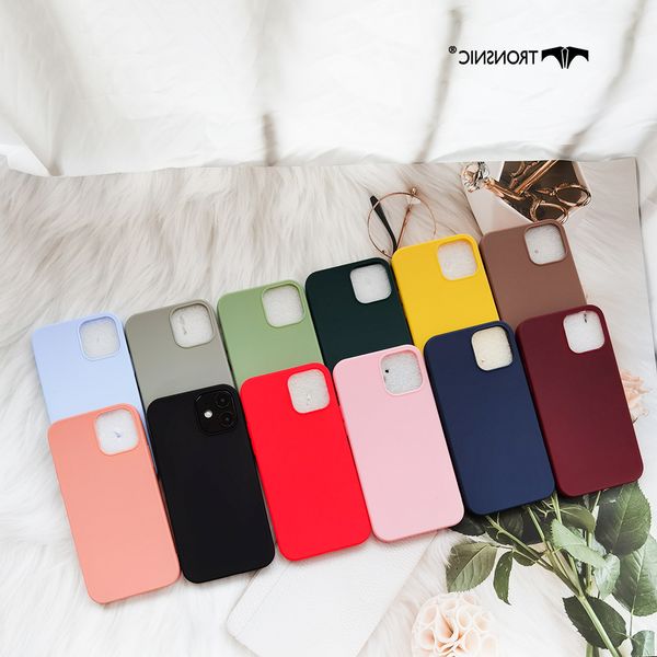 

solid red color phone iphone 12 mini matte black green soft luxury thin case for iphone12 pro max cover fashion