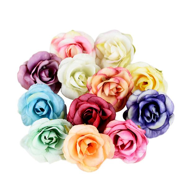 

20pcs 4cm mini artificial silk rose flower head for wedding christmas party decoration diy wreath scrapbook craft fake flowers