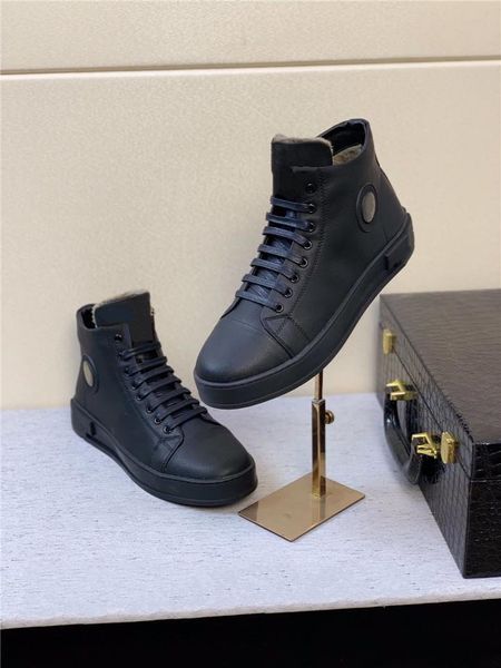 

winter men's high-quality men's shoes, spliced upper, noble and low-key lace-up high-men's shoes size 38-45