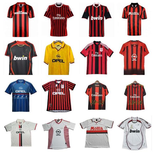 

retro 96 97 99 gullit soccer jersey 02 03 04 05 maldini van basten football shirts kaka inzaghi ac 06 07 milan 09 10 ronaldinho rivaldo shev, Black;yellow