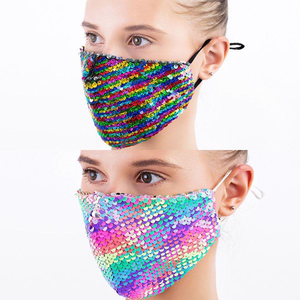 

protective unisexfashion sequin bling dhl dustproof washable windproof reuse face mask elastic earloop