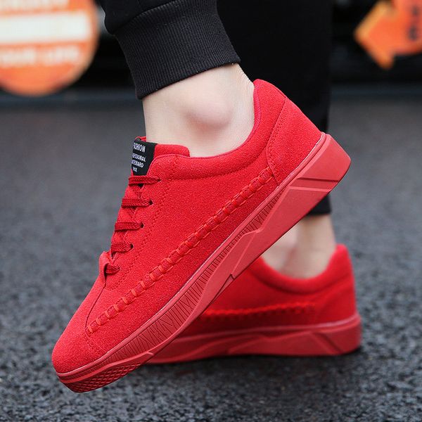 

autumn summer new men's casual fashion sneakers canvas lace up boys breathable soft black red shoes mb-53