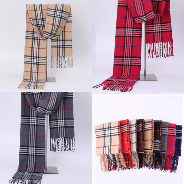 

scarves men women plaid autumn winter scarf warm 190*32cm fashion casual scarfs cashmere bufandas hombre1, Blue;gray