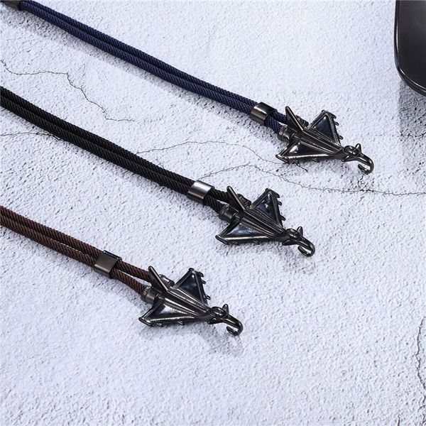 

mkendn new arrival stainless steel airplane glider rope leather flight bracelets men women jewelry style bbybkh alice_bag