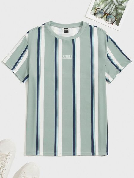 

men striped & letter graphic tee x7jz#, White;black