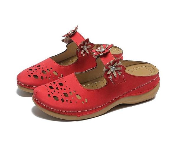 

summer wedge sandals flower vintage closed toe adjustable hook loop wedges women lazy hole shoes platform sandal, Black