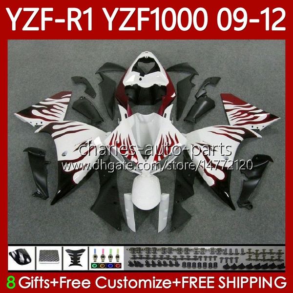 Fairings de OEM para Yamaha YZF-R1 YZF R1 1000 CC YZF1000 Red Flames YZFR1 09 10 11 12 Bodywork 92No.45 YZF R 1 1000CC 2009 2010 2012 YZF-1000 2009-2012 Moto Body Kit