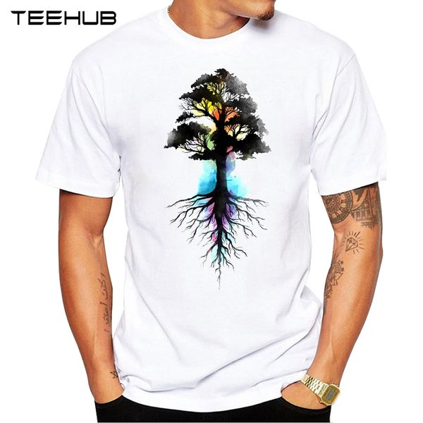 

summer fashion painted natural tree design casual short sleeve popular hipster cool sport hooded sweatshirt hoodie men t shirt