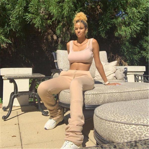 

womens solid color flared pants fashion trend low waist drawstring keep warm trousers clothing spring female new casual skinny sports pants, Black;white