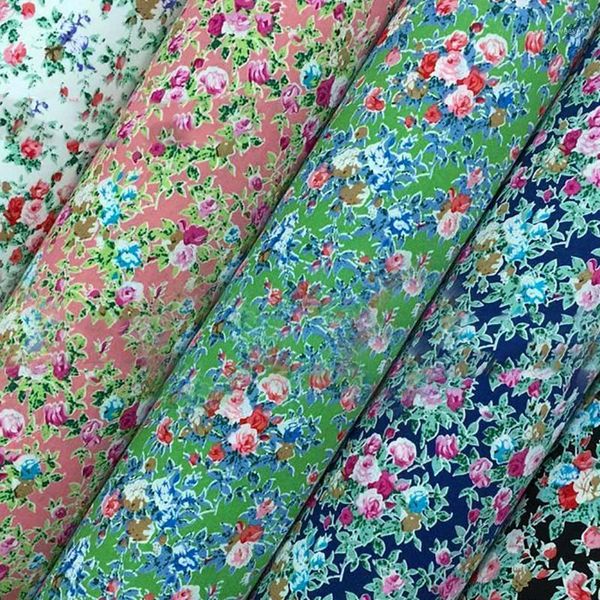 

lychee life diy 45cmx150cm flower printed cotton fabric sewing synthetic leather material for handbag garments1, Black;white