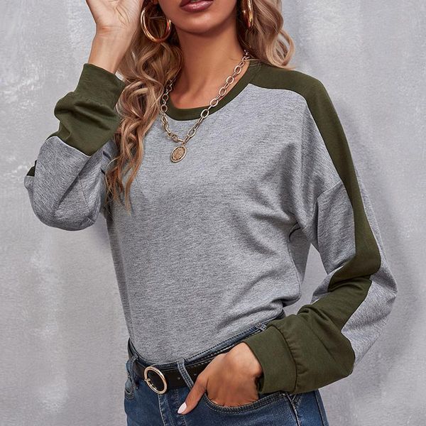 

new women's fashion casual stitching womens fashion casual long sleeve ladies splicing ropa de mujer 2021#30, White