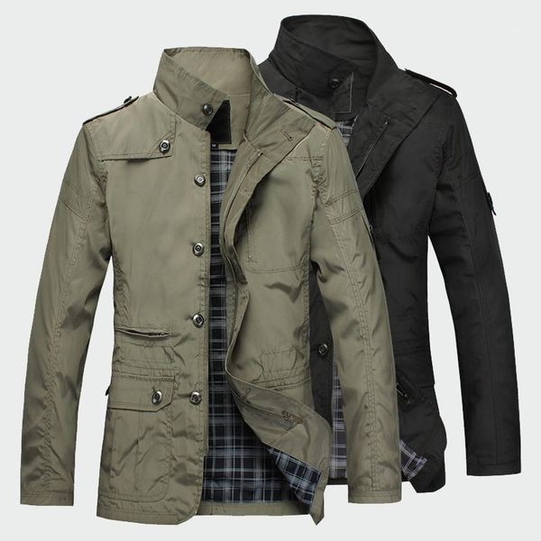 

fashion men jacket spring autumn thin long casual coat mens solid color windbreaker new male slim fit outerwear plus size m-5xl1, Black;brown