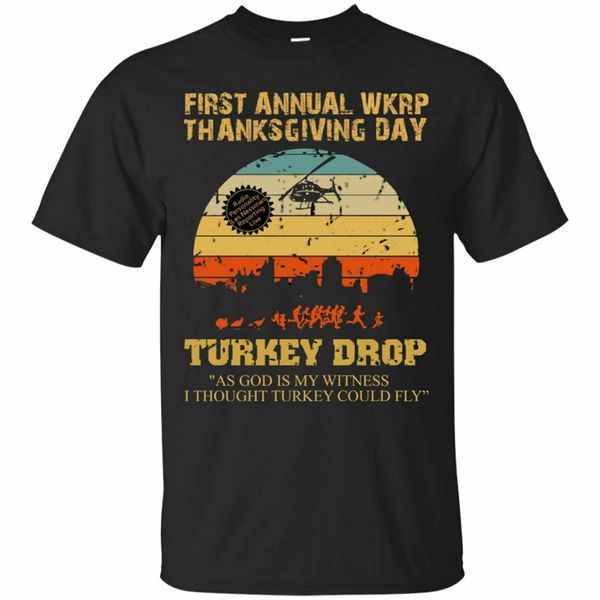 

first anuual wkrp turkey t-shirt drop with les nessman distressed tee shirt new funny tee shirt sport hooded sweatshirt hoodie