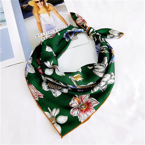 

6060cm women print neckerchief small bandana multicolor square scarves foulard femme hair tie band twill silk scarf jlljul carshop2006, Blue;gray