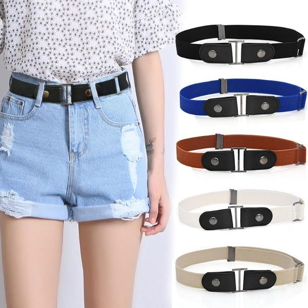 

invisible lazy buckle-elastic waist belt stretchy for women men jeans pants ser88, Black;brown