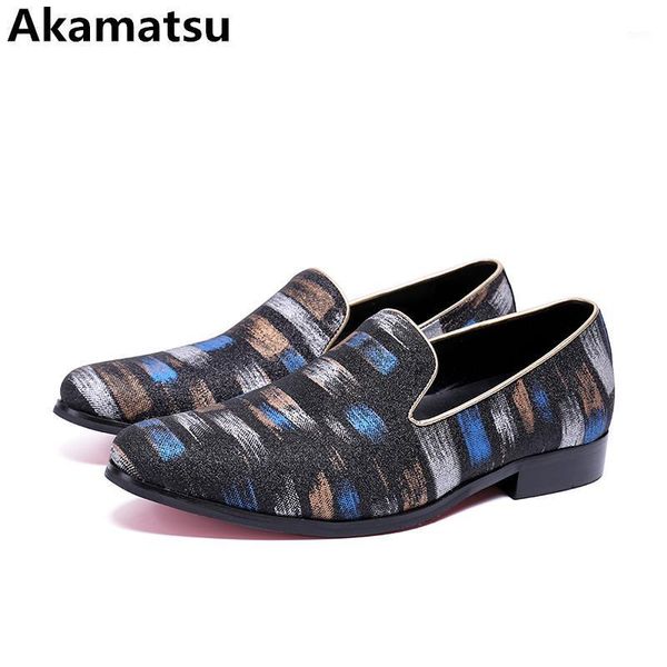

chaussures hommes print genuine leather round toe slip on loafers velvet slippers smoking office business men formal shoes1, Black