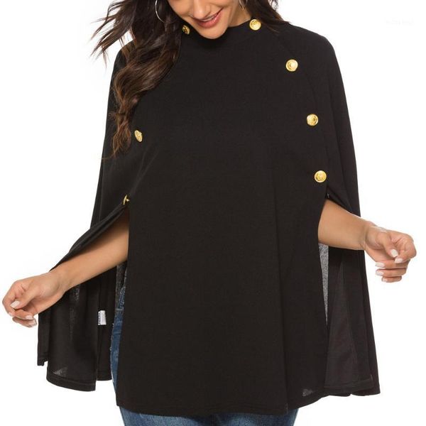 

wipalo autumn winter women british cloak jacket fashion cape coat female casual cape split sleeve black double breasted shawl1, Black;brown