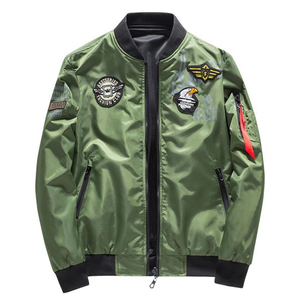 

2021 new masculino exrcito crach bordado jaqueta de beisebol dupla face casaco da motocicleta 1xx9 lwx5, Black;brown