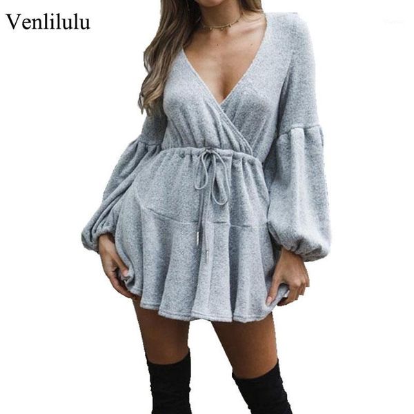 

2019 autumn long sweater dress women long sleeve v-neck sweater winter knitted women female pullover1, White;black
