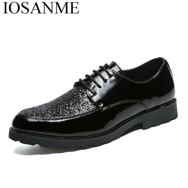 

high fashion shoes men italian formal wedding footwear dress evening shiny male pointed toe oxford shoes for men, Black