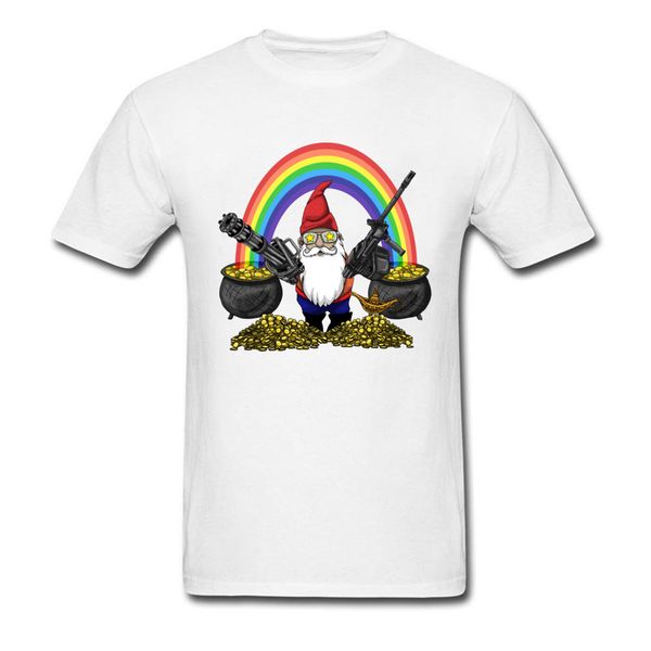 

funny gnome guns cartoon rainbow & coins print short sleeve custom birthday teen's gift sport hooded sweatshirt hoodie men t shirt