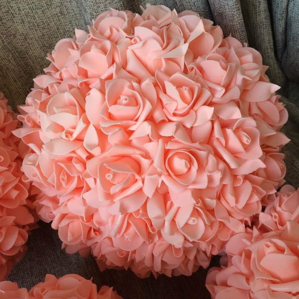 

(8pcs/lot) 11" peach kissing ball pomander foam rose flower balls for wedding centerpieces(other colors option)