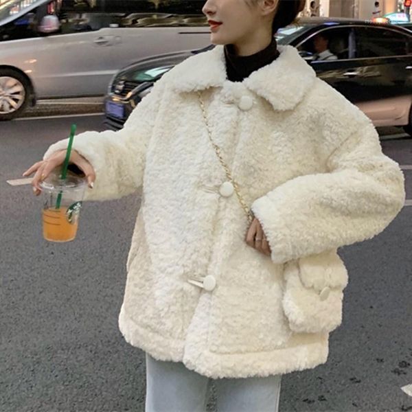 

loose lamb-like wool plus velvet padded long-sleeved padded jacket1, Black