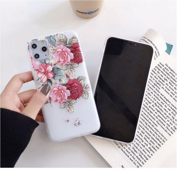 

soft matte 3d relief flower phone for iphone 11 11pro max x xr xs 6 6s 7 8 plus se2 bbysnb