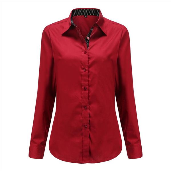 

polka dot printed blouse shirt women long sleeve cotton work wear blouses white print blusa feminina navy 2021