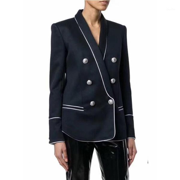 

new arrival fashion european women designer black slim runway blazer jackets plus size blazers, White;black