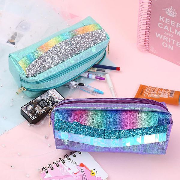 Bolsas de lápis Pu Kawaii de grande capacidade Tassel Scale Pen Bag Student School Office Office Stationery Case Gift for Girl Pens Bolch1