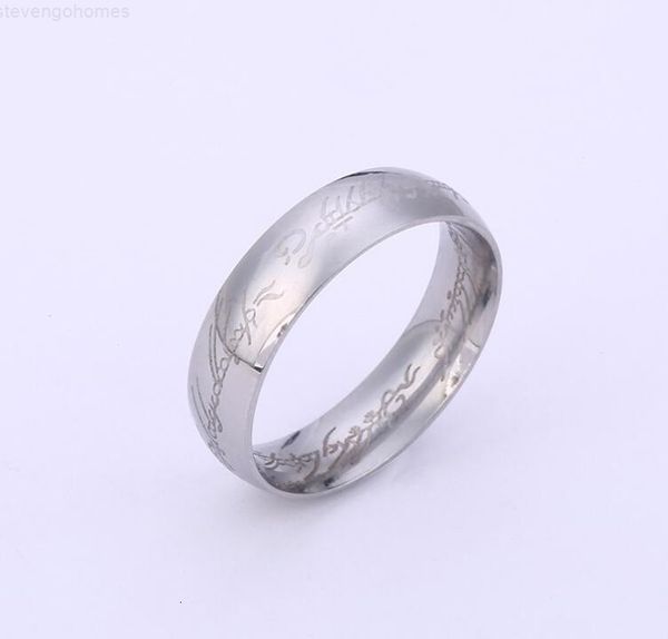 

jewelry stainless titanium steel laser engraved lord of the rings ring, Silver