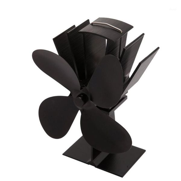 

black fireplace 4 blade heat powered stove fan komin log wood burner eco friendly quiet fan home efficient heat distribution1