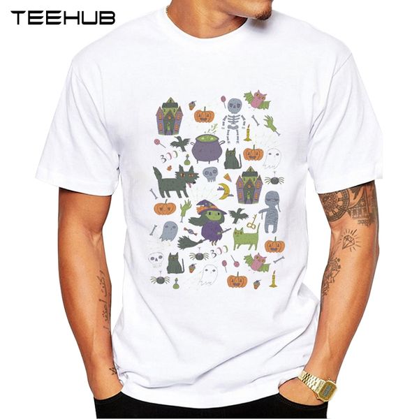 

teehub hipster skull and ghost print t shirt fashion cool cute halloween t shirt short sleeve casual sport hooded sweatshirt hoodie