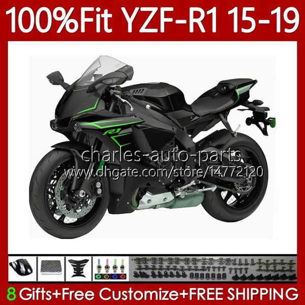 Einspritzverkleidungen für Yamaha YZF R 1 1000CC YZF-R1 2015–2019 104No.120 YZF R1 Mattschwarz 1000 CC YZF-1000 YZFR1 15 16 17 18 19 YZF1000 2015 2016 2017 2018 2019 OEM-Bodykit