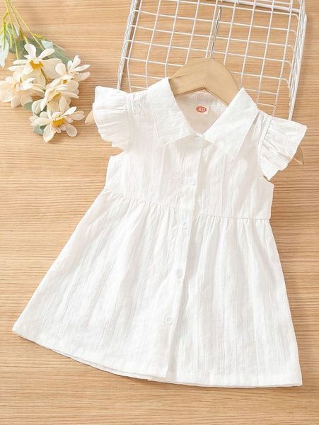 

baby ruffle trim smock dress she, Red;yellow