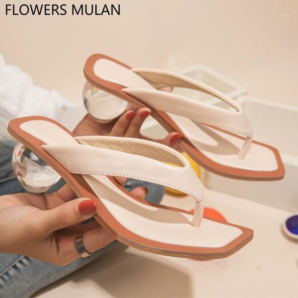 

strange heels women sandals chic square toe slip on flip flops clear ball heels summer shoes woman designers zapatos de mujer1, Black