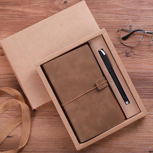 

notepads a6 vintage style notepad leather cover work notebook card bag hardcover school office supply simple design stationery1, Purple;pink