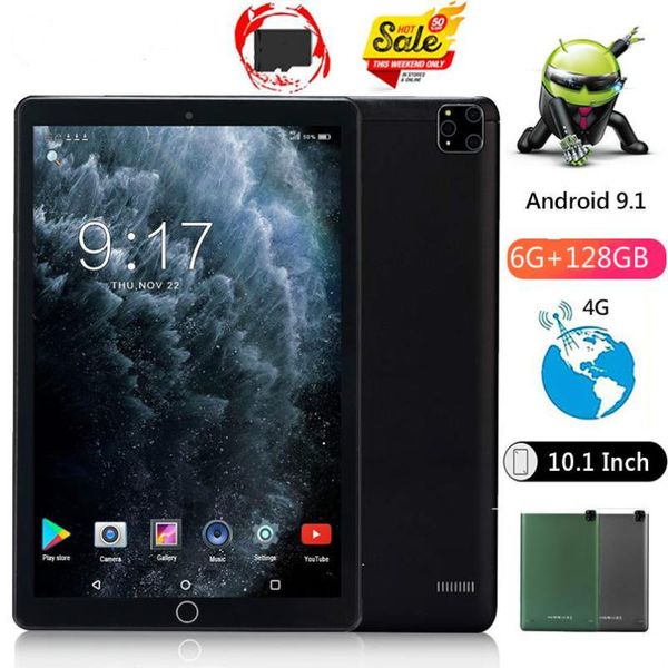 

2021 new 10.1 inch android 9.0 tablet 10 ram 6gb+128gb rom 1280x800 hd ips screen wifi gps media pad 4g phablet youtube