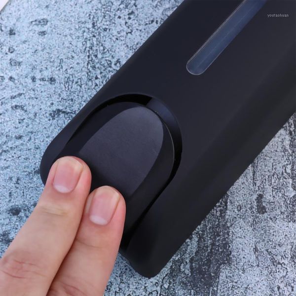 

liquid soap dispenser 1pc wall-mounted lotion bottle bathroom push button shampoo for home el (black)1
