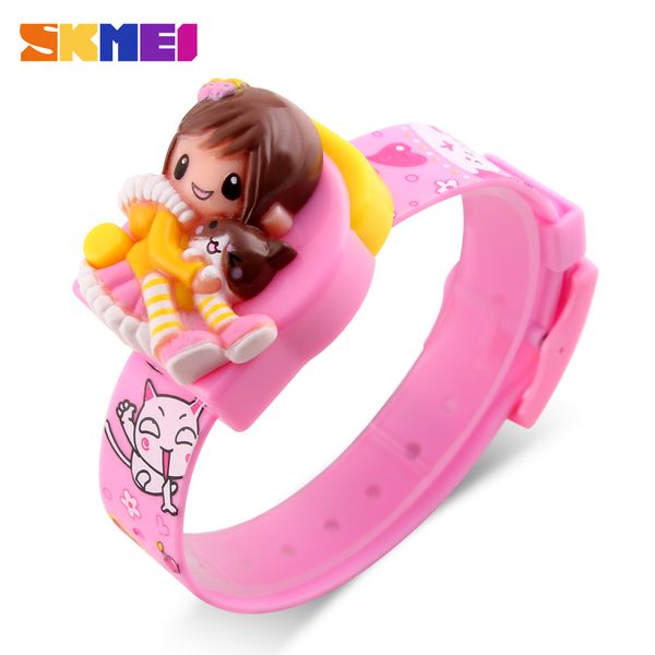 

skmei new cartoon children digital watch reloj fashion girl student cute kids watches relogio masculino sports wrist watches, Slivery;brown