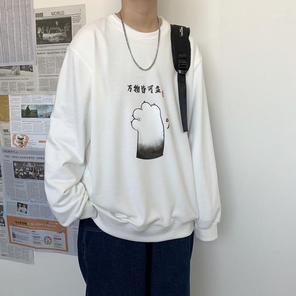 

2020 spring and autumn new youth popular printed round neck sweatshirt fashion casual wild loose large size pullover m-5xl1, Black