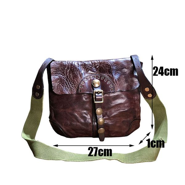 

2022 hbp aetoo hand-made old pleated men's slanted bag head-layer cowhide coin buckle tide postman bag leather shoulder bag2022