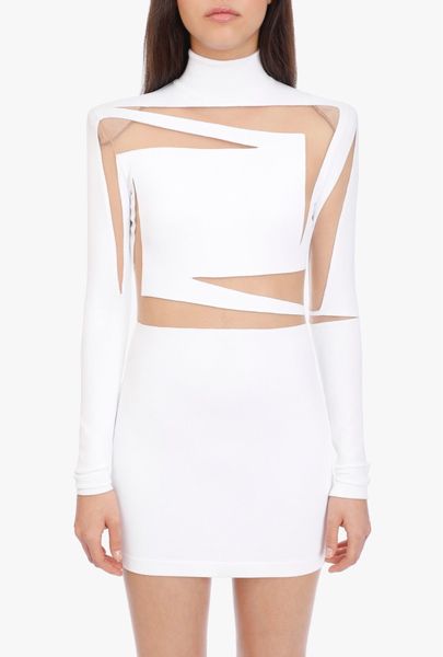 

2020 european and american spring and summer fashion hollow out tulle splicing geometric color block slimming body show long sleeve dress sk, Black;gray