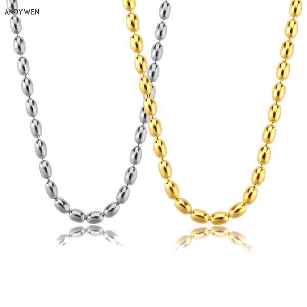 

andywen 925 sterling silver gold beads charm chain choker necklace 2020 rock punk luxury fashion jeweluxury fashion jewelry 0927