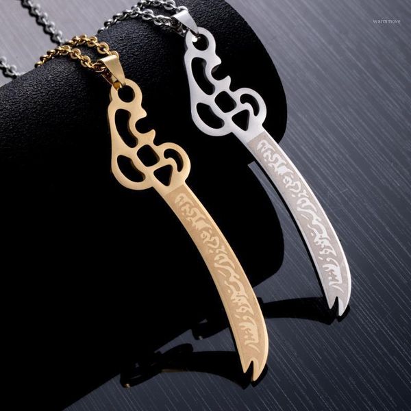 

unique men stainless steel necklace muslim knife hip hop punk necklace motorcycle party jewelry valentine's day gift1, Silver