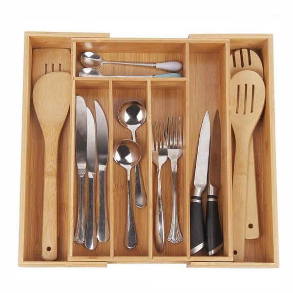 

storage bottles & jars retractable bamboo drawer organizer box for kitchen tableware cutlery1