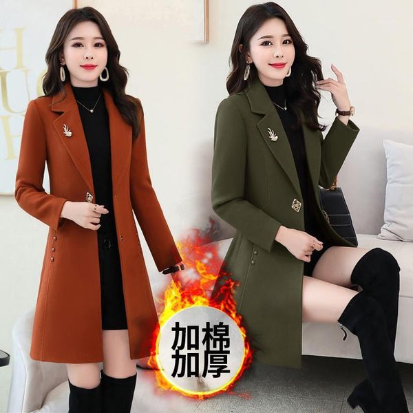

woolen suit jacket female 2020 new elegant women's autumn winter slim woolen coat fashion long sleeve youth clothing tide1, Black