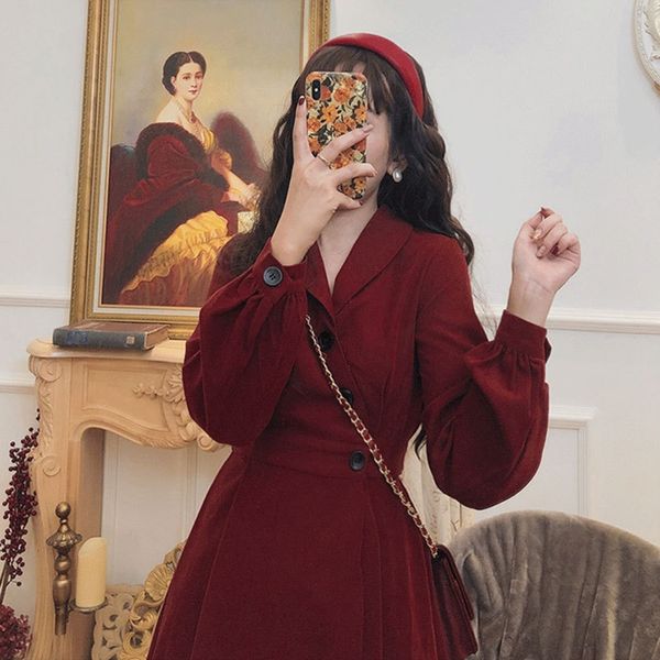 

0foi0 элегантная богиня вентилятор женщин ежегодная встреча красный осенью и зимой платье год одежда французская длинная юбка длинная юбка н, Black;gray