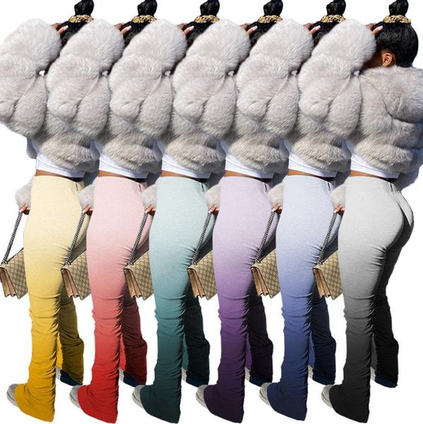 

new women long trousers clothing designer color changing temperament hip-lifting slim fit mini leggings club micro flared pants cy823, Black;white